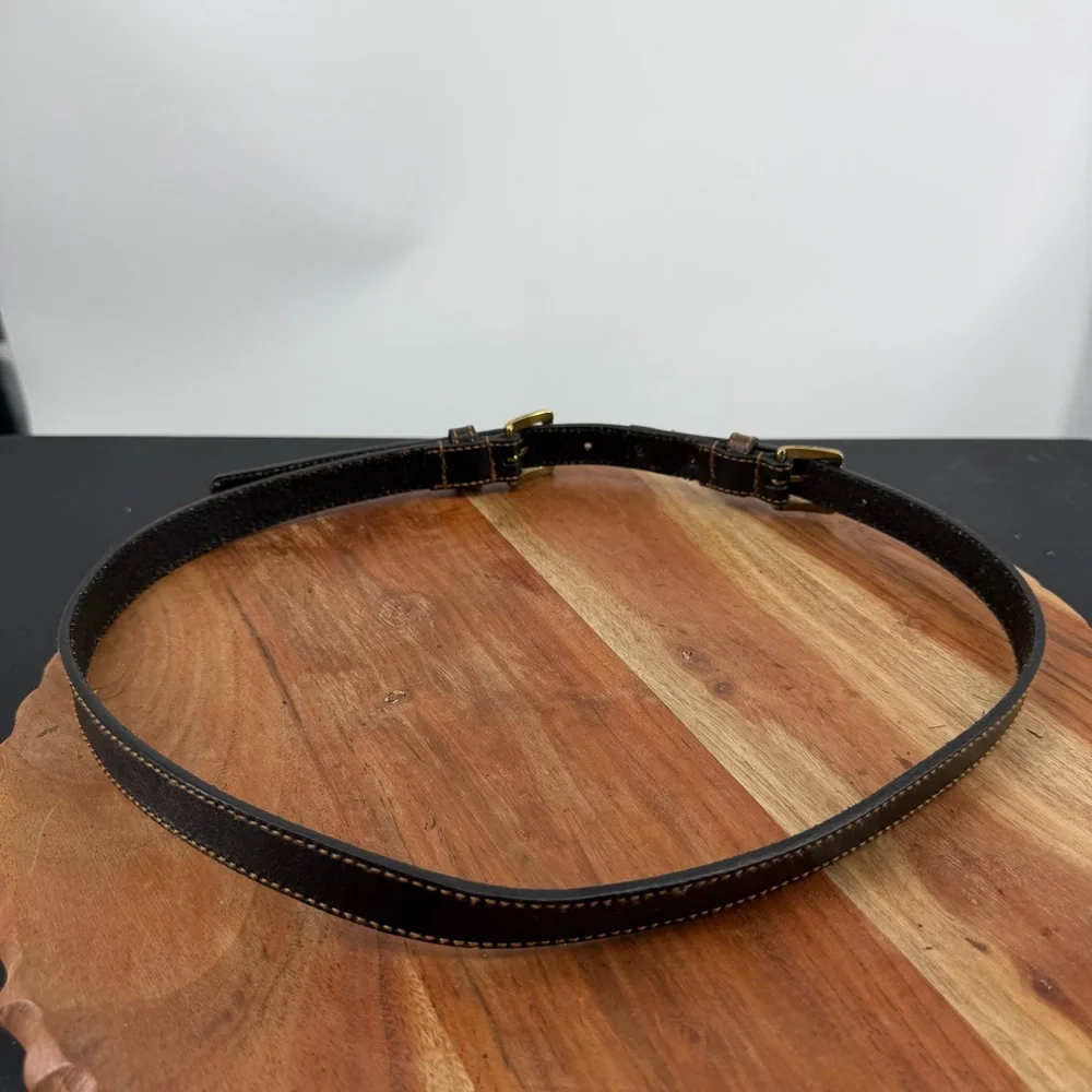 Michael Kors Belt Women’s sz M Gold double Buckle‎ Brown leather
